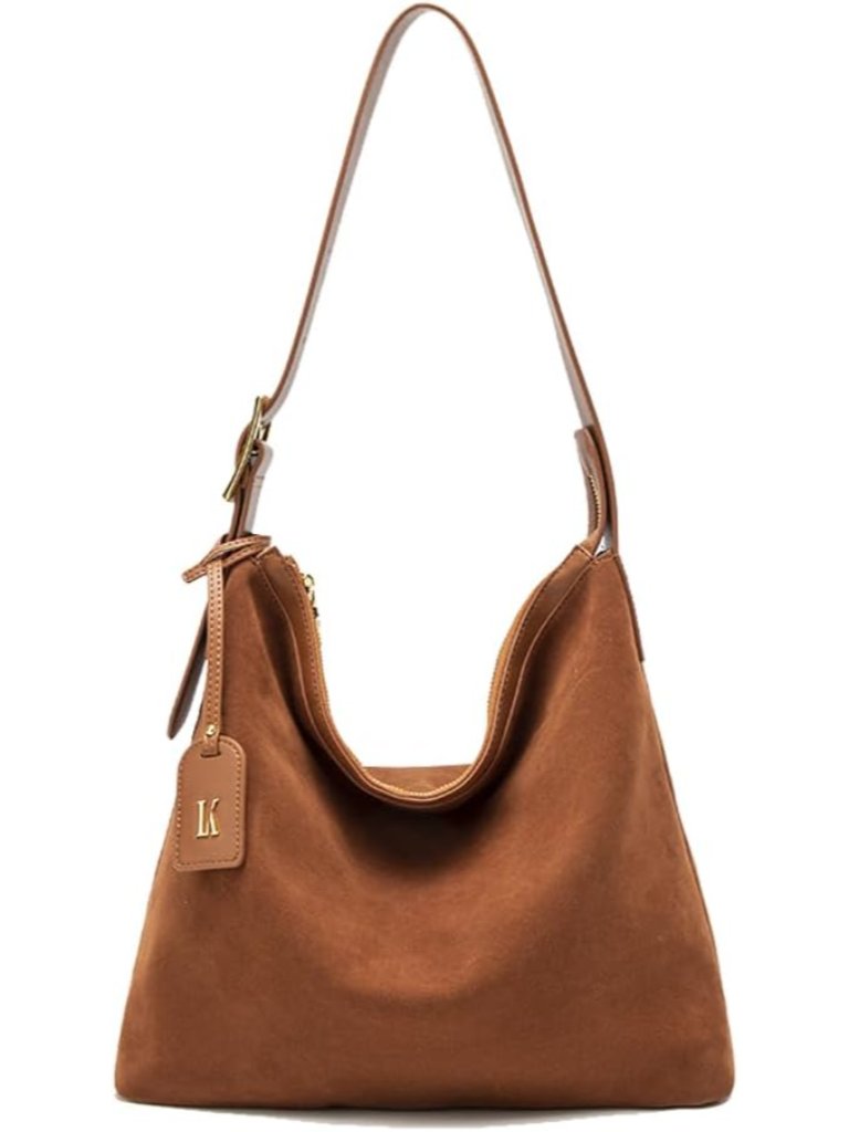 Genuine Leather Suede Bags For Women, Vintage Handbag Purse Suede Hobo Bag Slouc